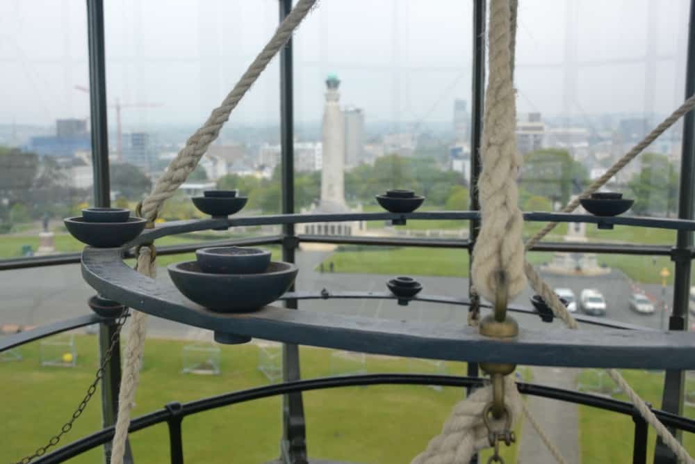 Lantern in the lantern room at the top of Smeaton's Tower