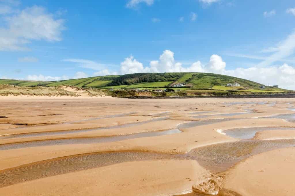 Beautiful golden sandy beach at Croyde - a North Devon beach in England UK