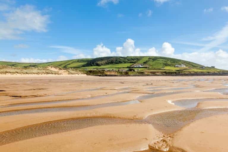 Beautiful golden sandy beach at Croyde - a North Devon beach in England UK