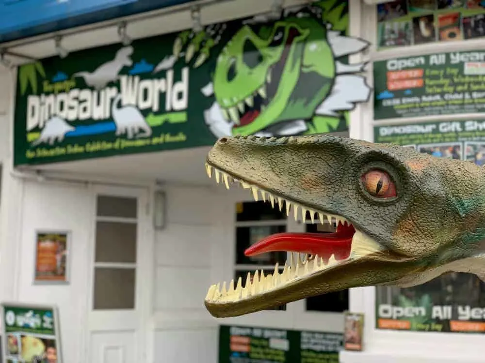 Dinosaur stats outside Dinosaur World in Torquay