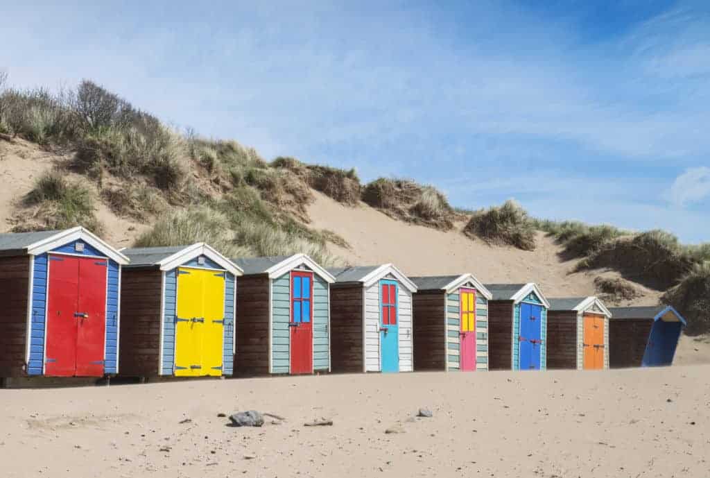 Beach Huts at Saunton Sands, Devon, UK.