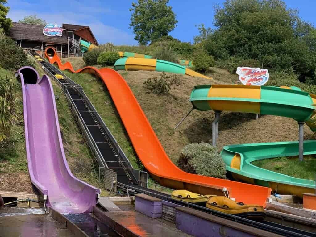 Colourful Watercoasters water slides at Woodlands