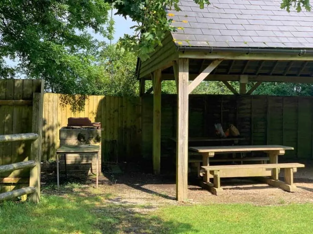 Barbecure area at campsite - camping at Roadford Lake