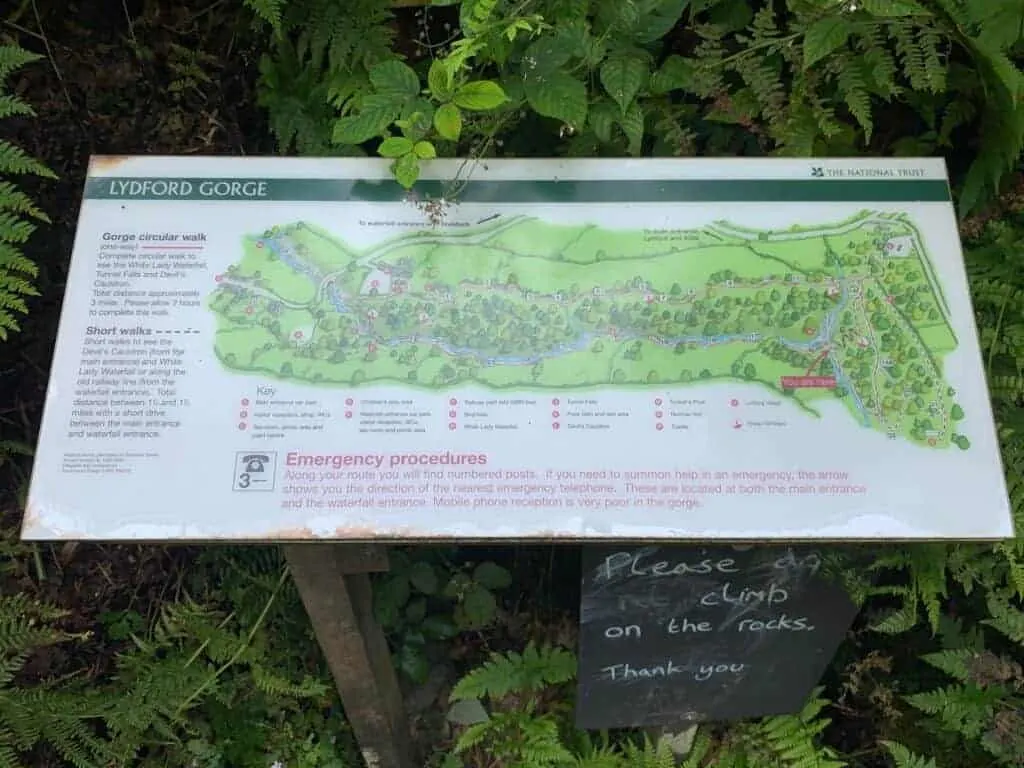 Map of Lydford Gorge