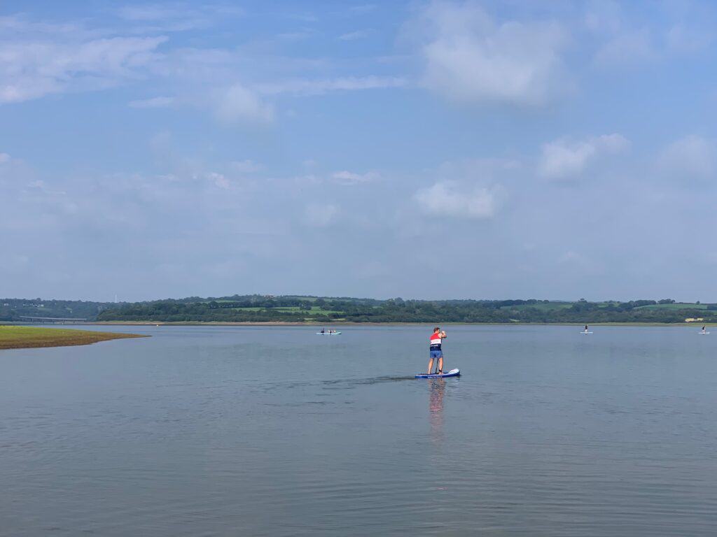 Paddling across Roadford Lake