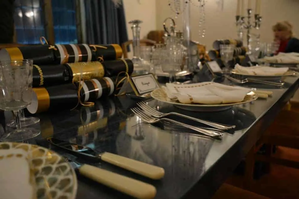 1920s dining table decorated for Christmas