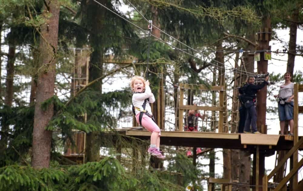 Child on zip wire Go Ape Exeter