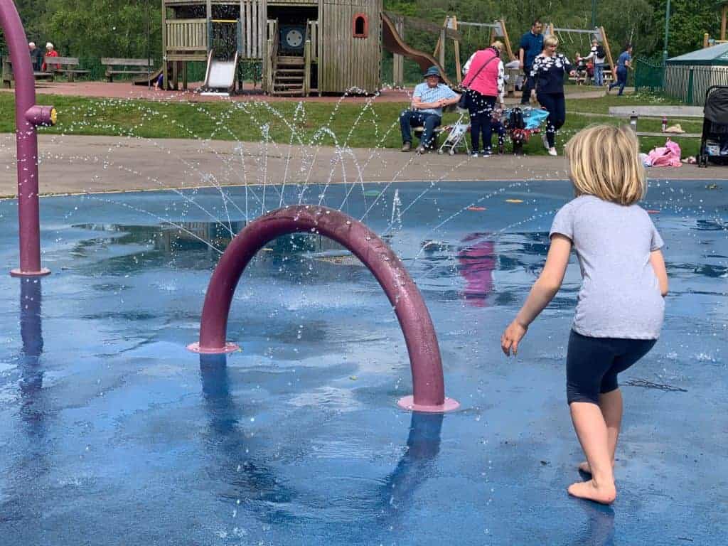 Child on splash pad at Decoy Country Park