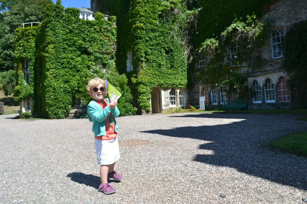 Girl outside Hartland Abbey