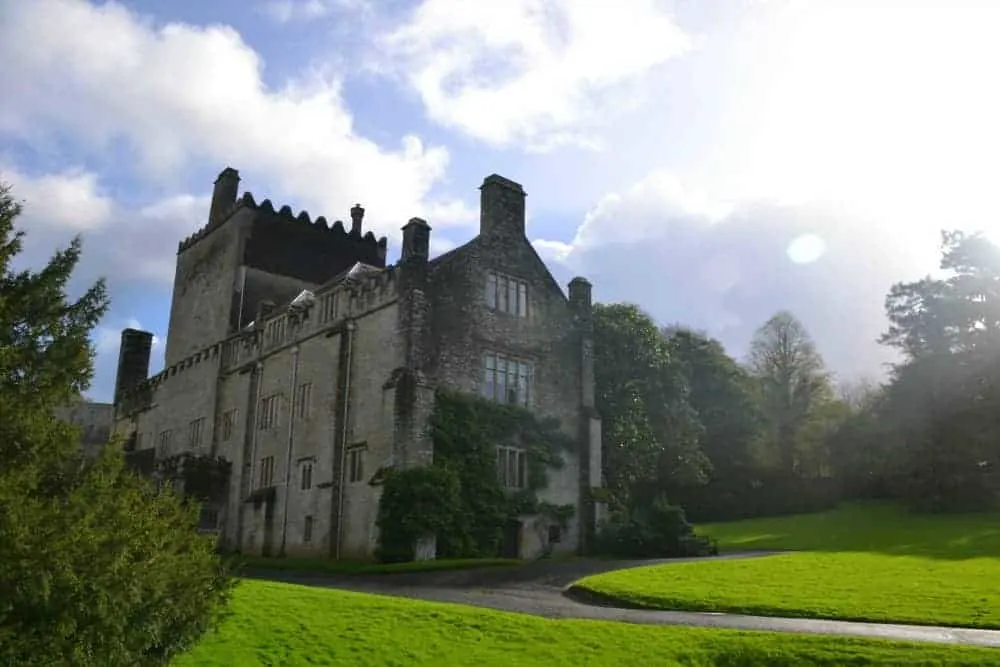 View of Buckland Abbey across lawn