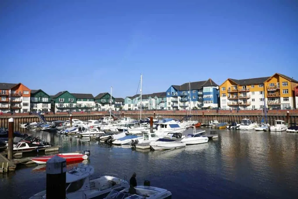 Boats in the harbour at Exmouth Marina