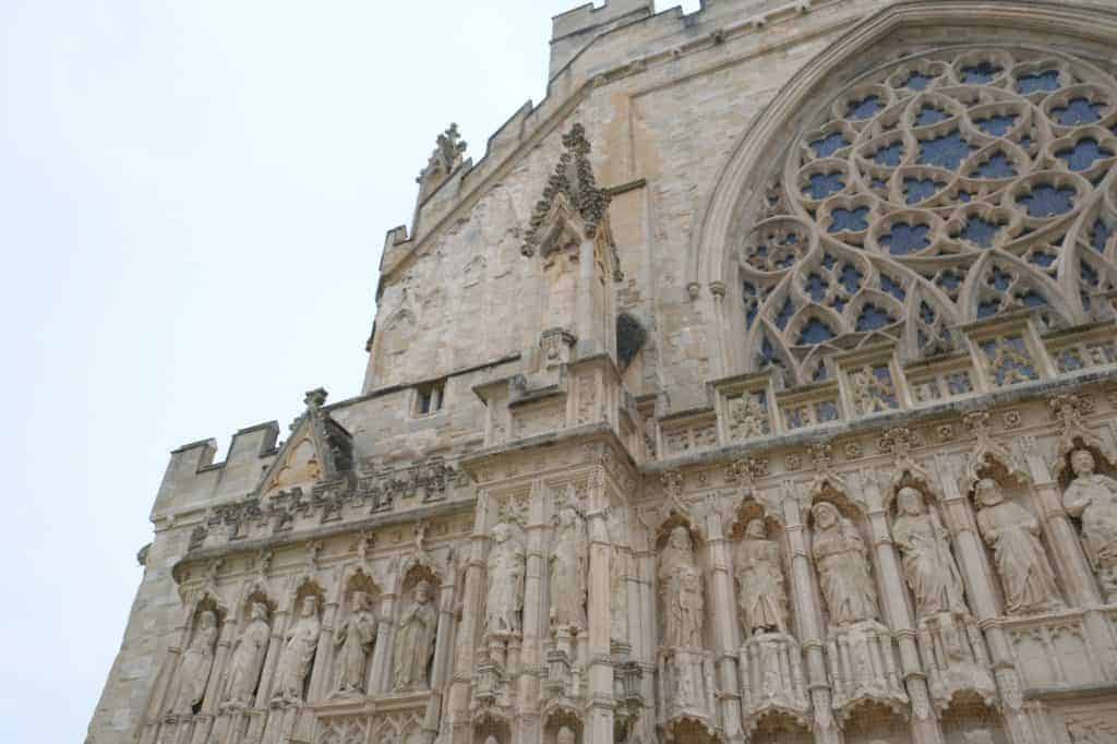 Looking up at West Screen of Exeter Cathedral