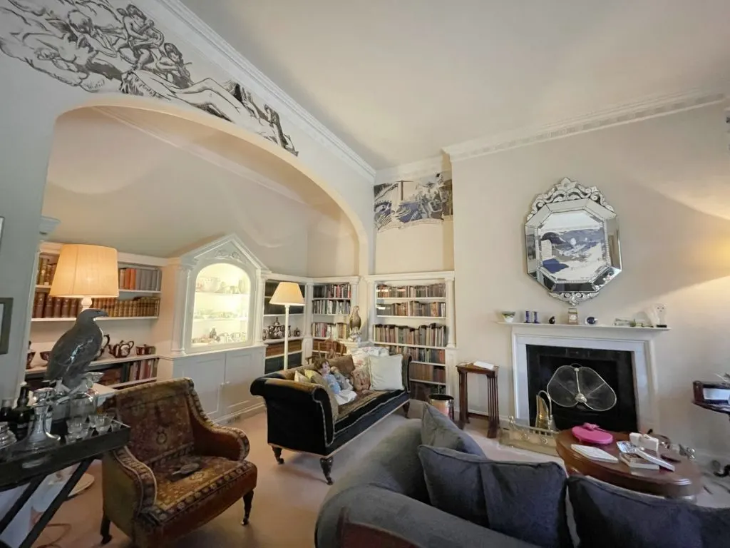 Library with fresco and ornaments on walls