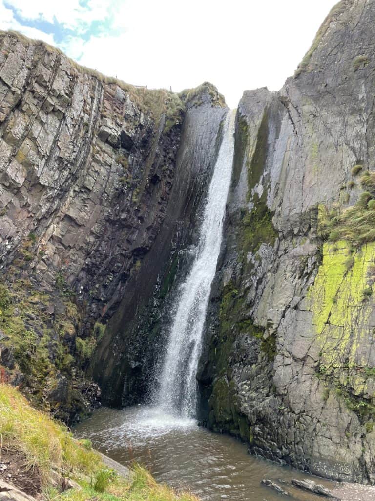 Spekes Mill waterfall cascading down cliff face