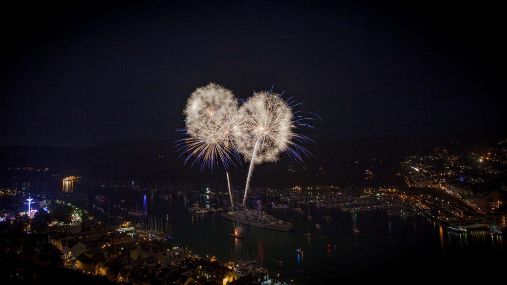 Fireworks over the River Dart during Dartmouth Regatta