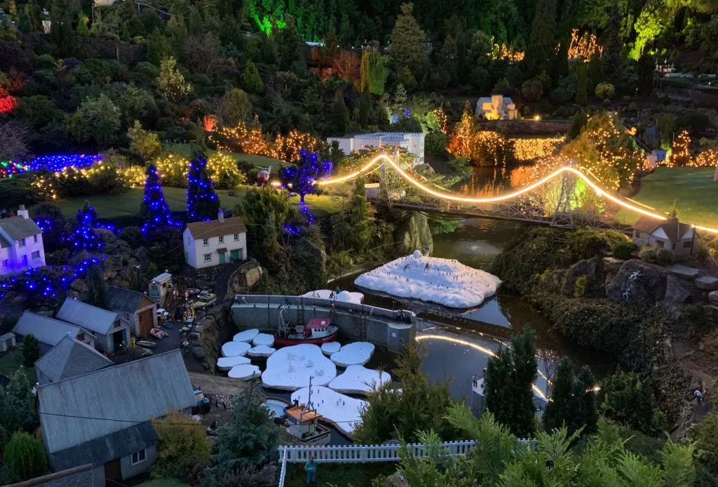 Illuminated small town models at Babbacombe Model Village