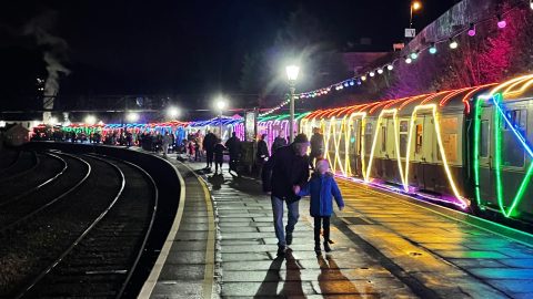 Train of Lights carriages at Kingswear Station
