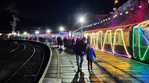Train of Lights carriages at Kingswear Station
