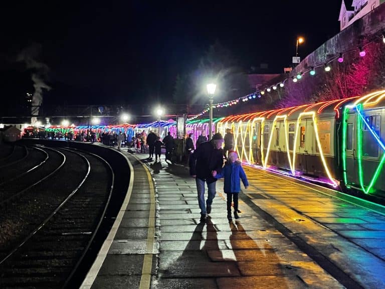 Train of Lights carriages at Kingswear Station