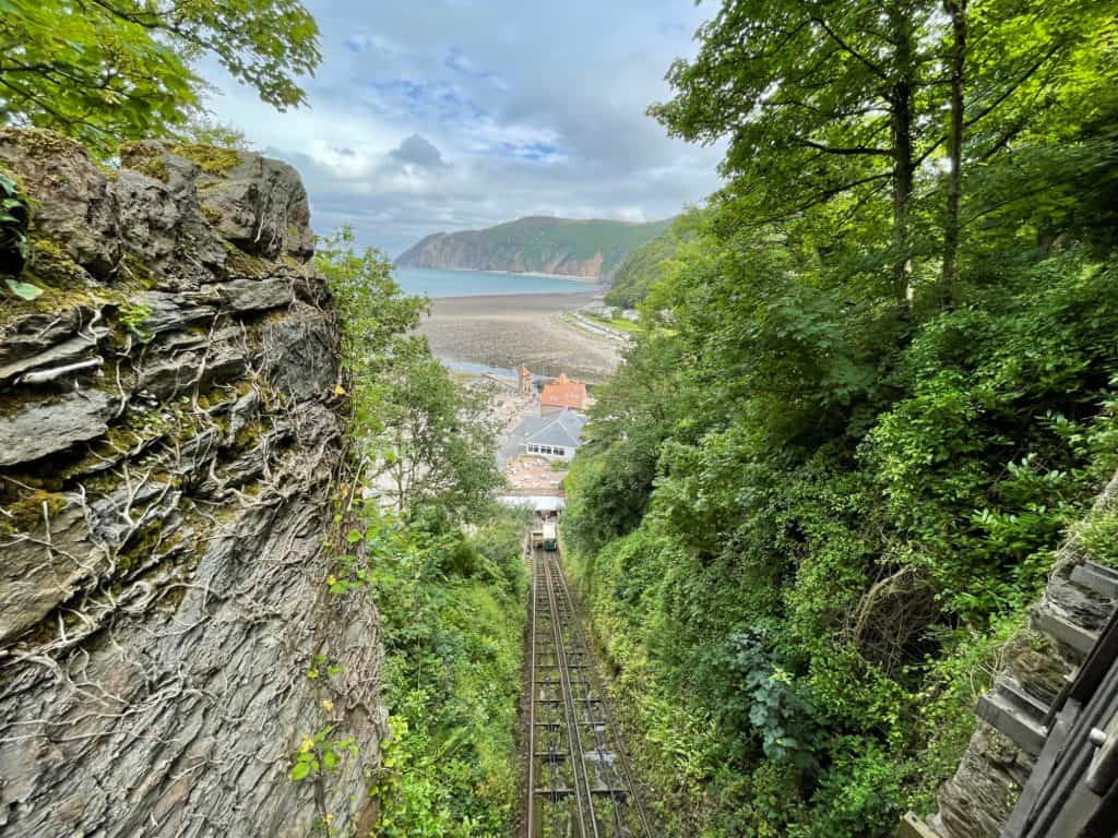 View down Lynton and Lynmouth cliff railway