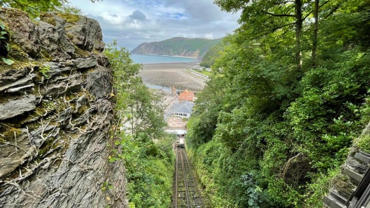 View down Lynton and Lynmouth cliff railway