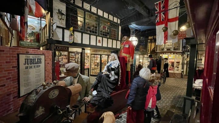 Recreation of a Victorian Street with Queen Victoria in a carriage