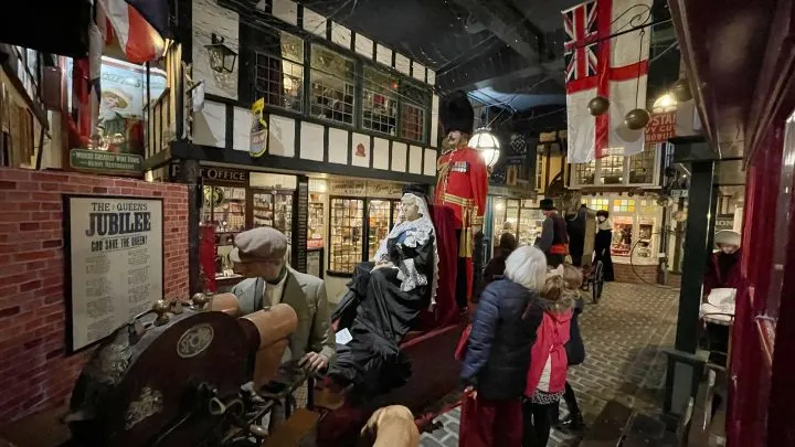 Recreation of a Victorian Street with Queen Victoria in a carriage