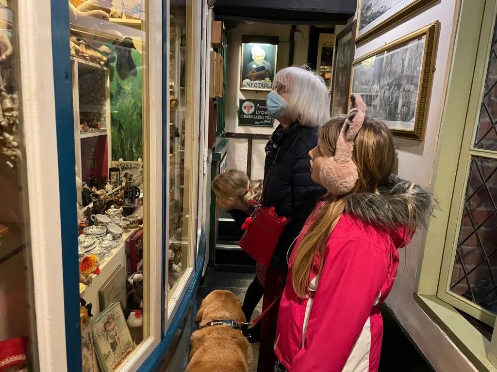 Family looking at exhibition displays