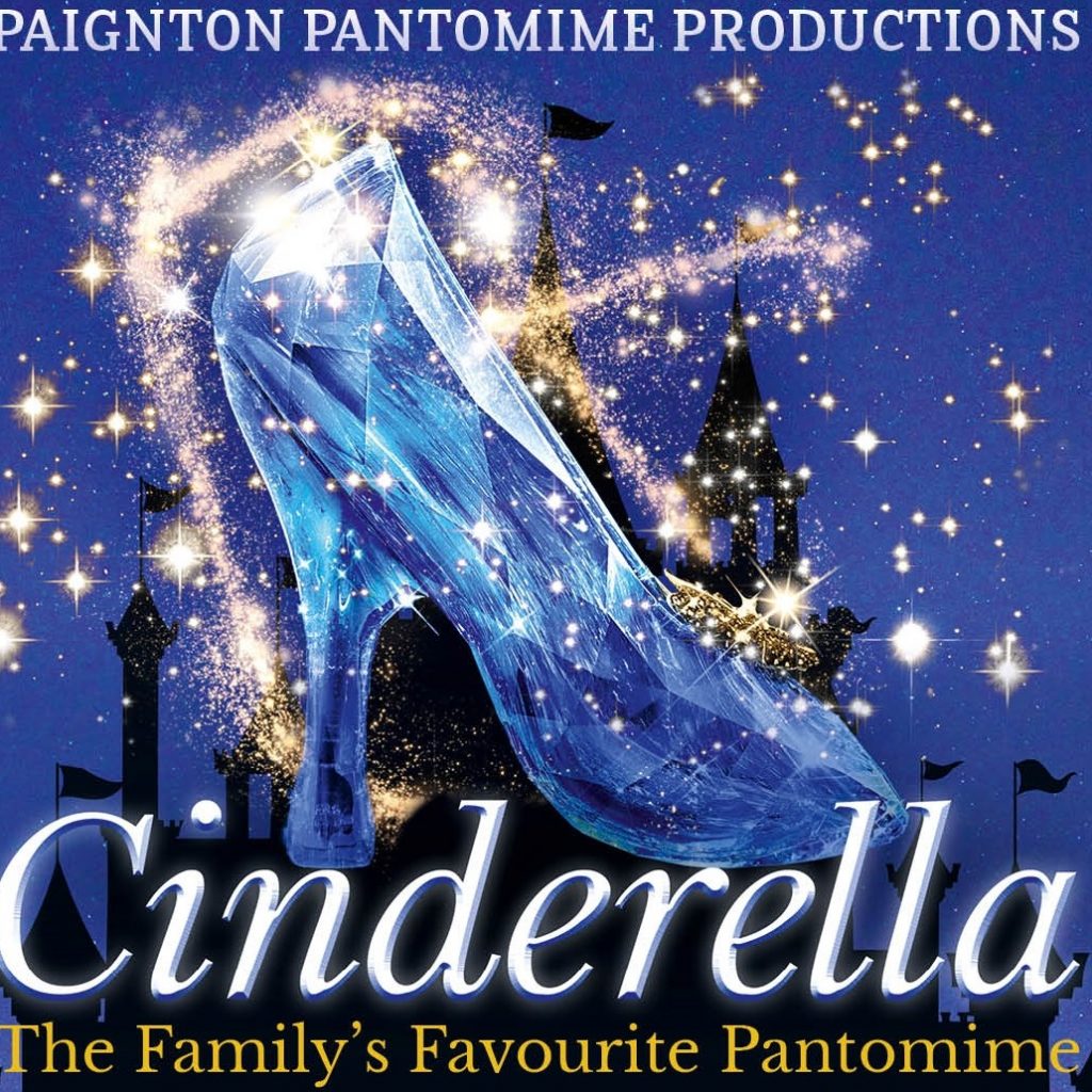 Poster for the event of an illustrated glass slipper over the silhouette of a castle