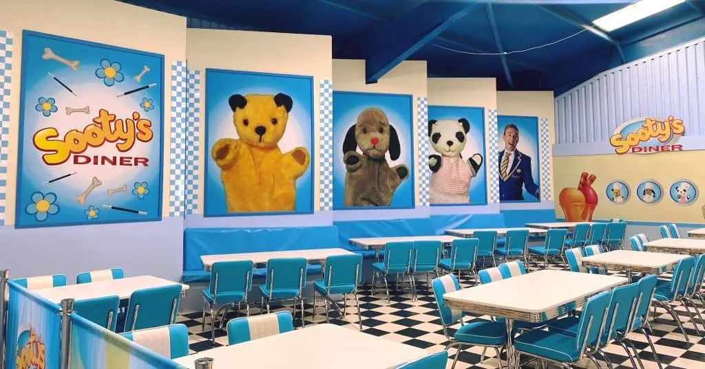 Seating in the diner at Sooty Land at Crealy Adventure Park