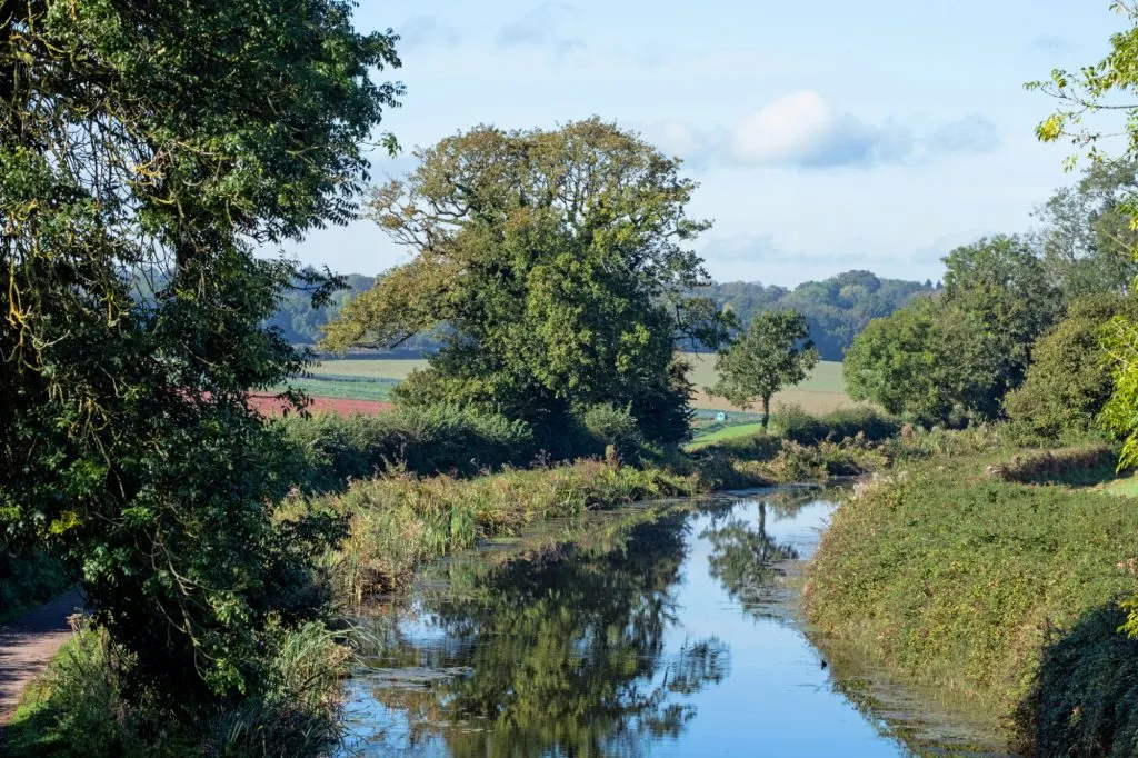 View of Grand Western Canal country park and countryside