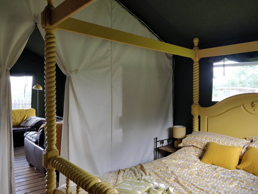 Double bed in safari tent