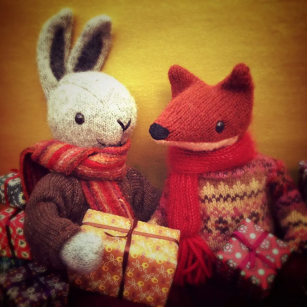 Knitted winter animal toys - Abigail North