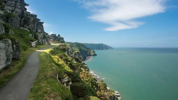 Coastline and ocean at Valley of the Rocks in North Devon, England