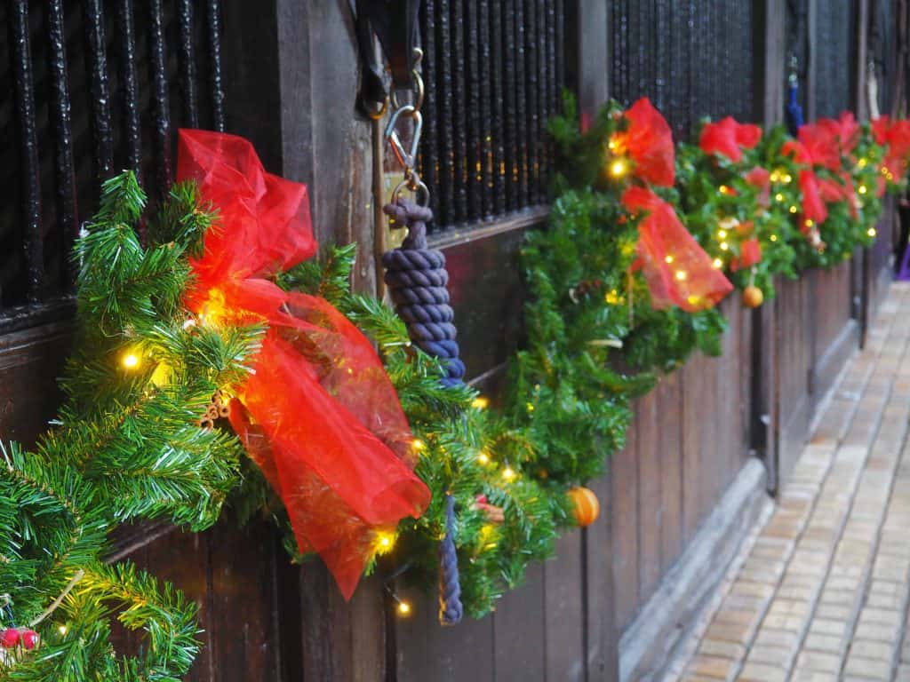 Stable decorations for Christmas at Arlington Court and the National Trust Carriage Museum, Devon