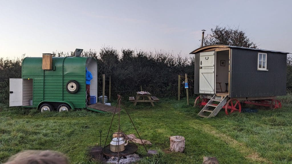 The converted horse box and shepherds hut in Camp Isobel