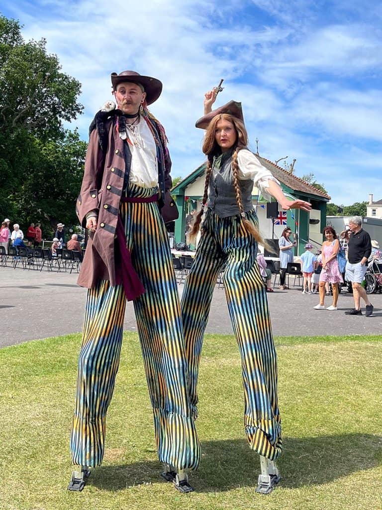 Stiltwalkers dresses as pirates at the Turn the Tide festival
