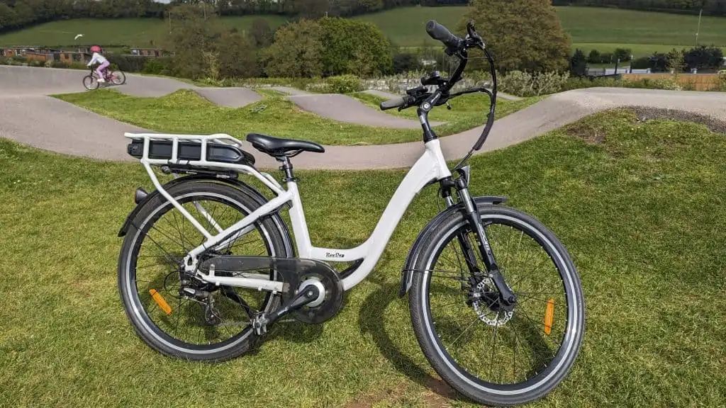 A white and black e-bike at Cofton Holidays