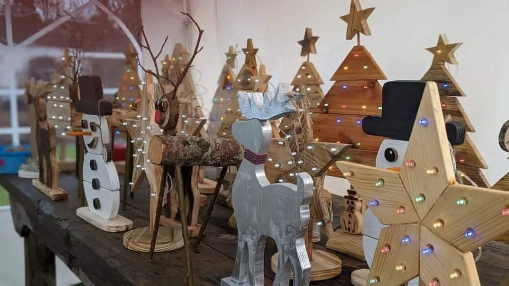 Christmas ornaments at Made-Well Christmas fayre