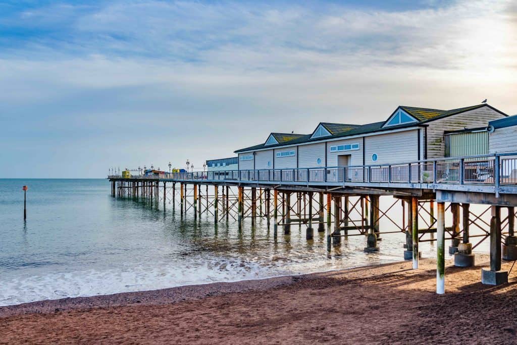 Teignmouth Pier stretching out into the sea