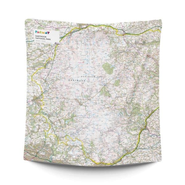 The OS Dartmoor PACMAT picnic blanket laid out to show design