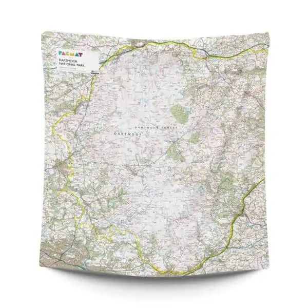 The OS Dartmoor PACMAT picnic blanket laid out to show design