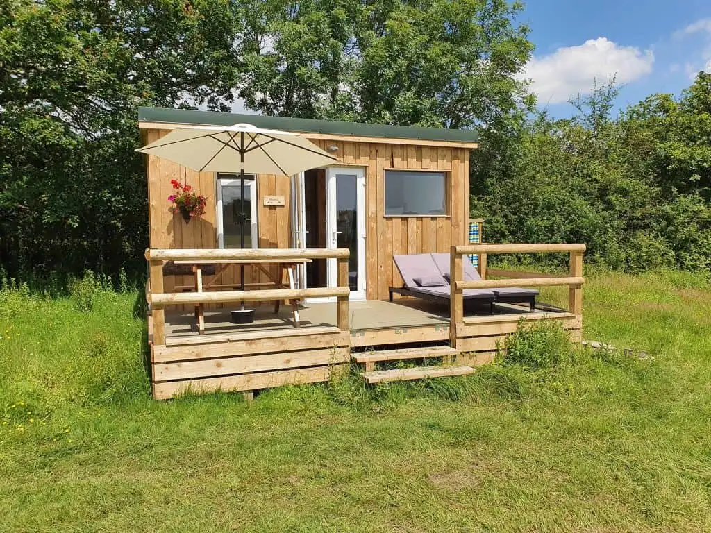 Bluebell glamping hut at Dartmoor Reach Alpaca Farm