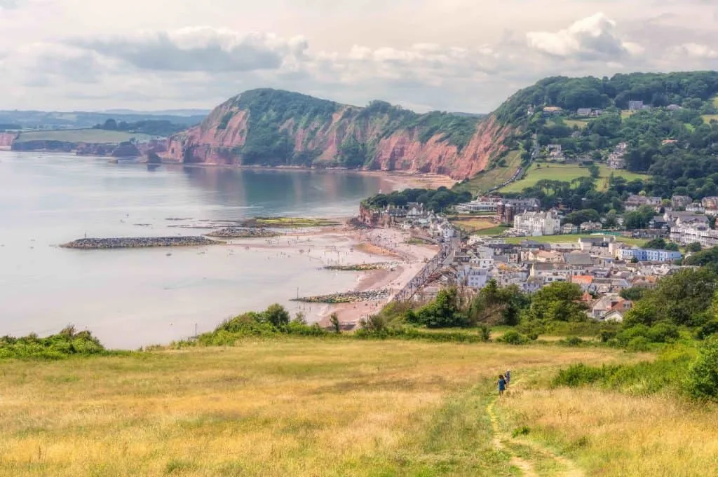 View of Beach in Sidmouth from the South West Coast Path