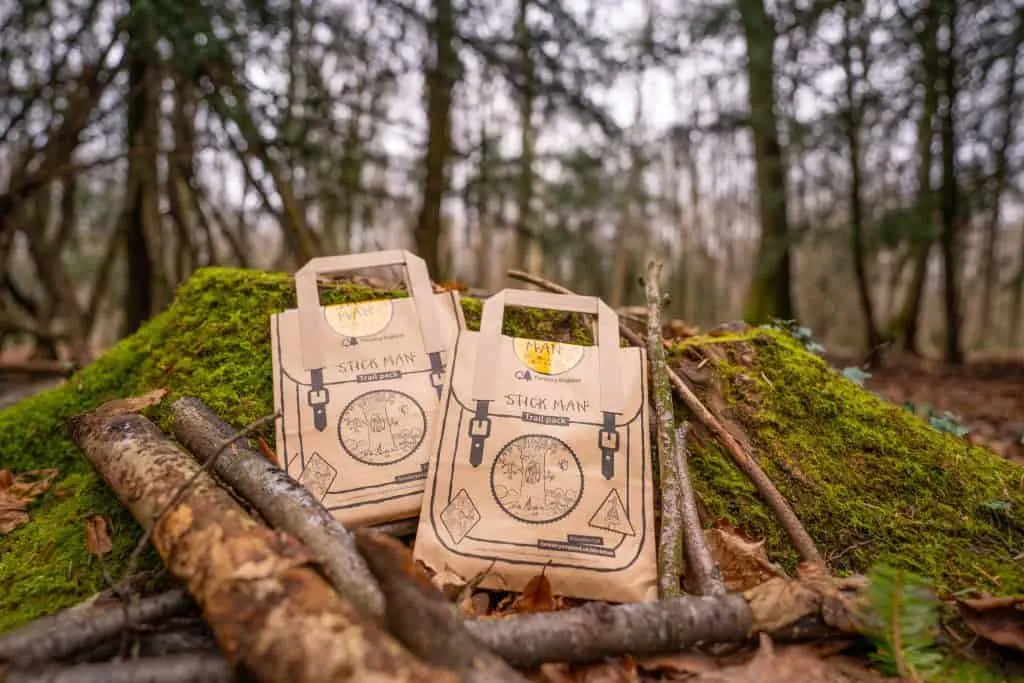 Two Stick Man craft bags in the woods