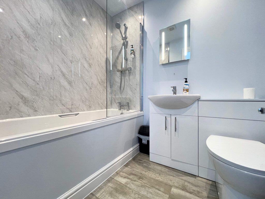 Bathroom in a hot tub apartment at North Devon Resort