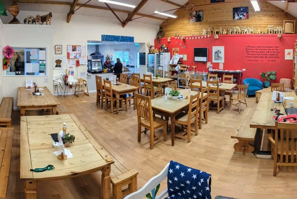 Tables and chairs inside the Made-Well CIC cafe