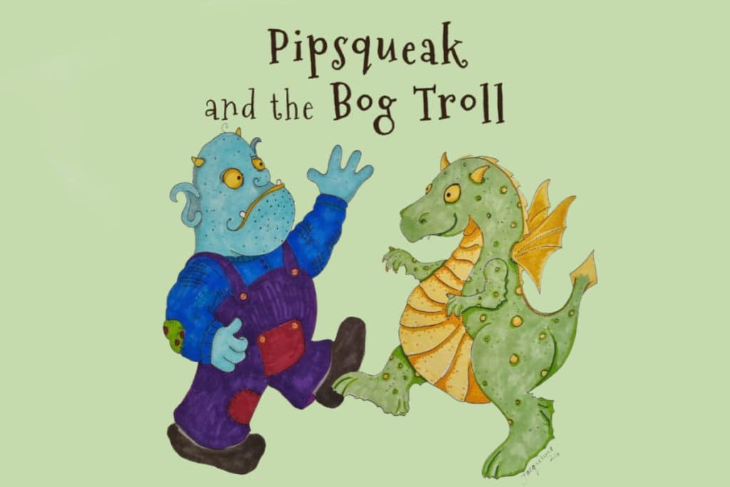 Cartoon of Pipsteak and the troll characters form the show