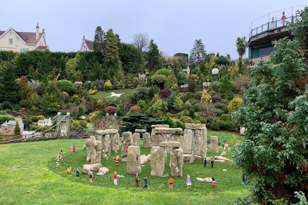 A minature version of Stonehenge in the gardens of Babbacombe Model Village