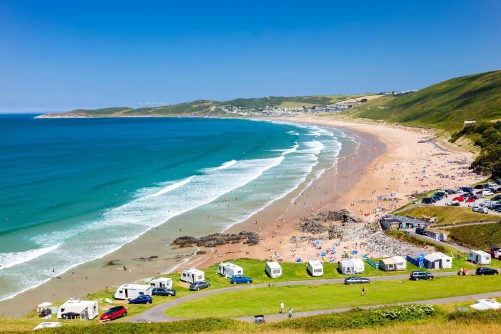 Overlooking the beautiful golden sandy beach at Putsborough Sands Devon England UK Europe